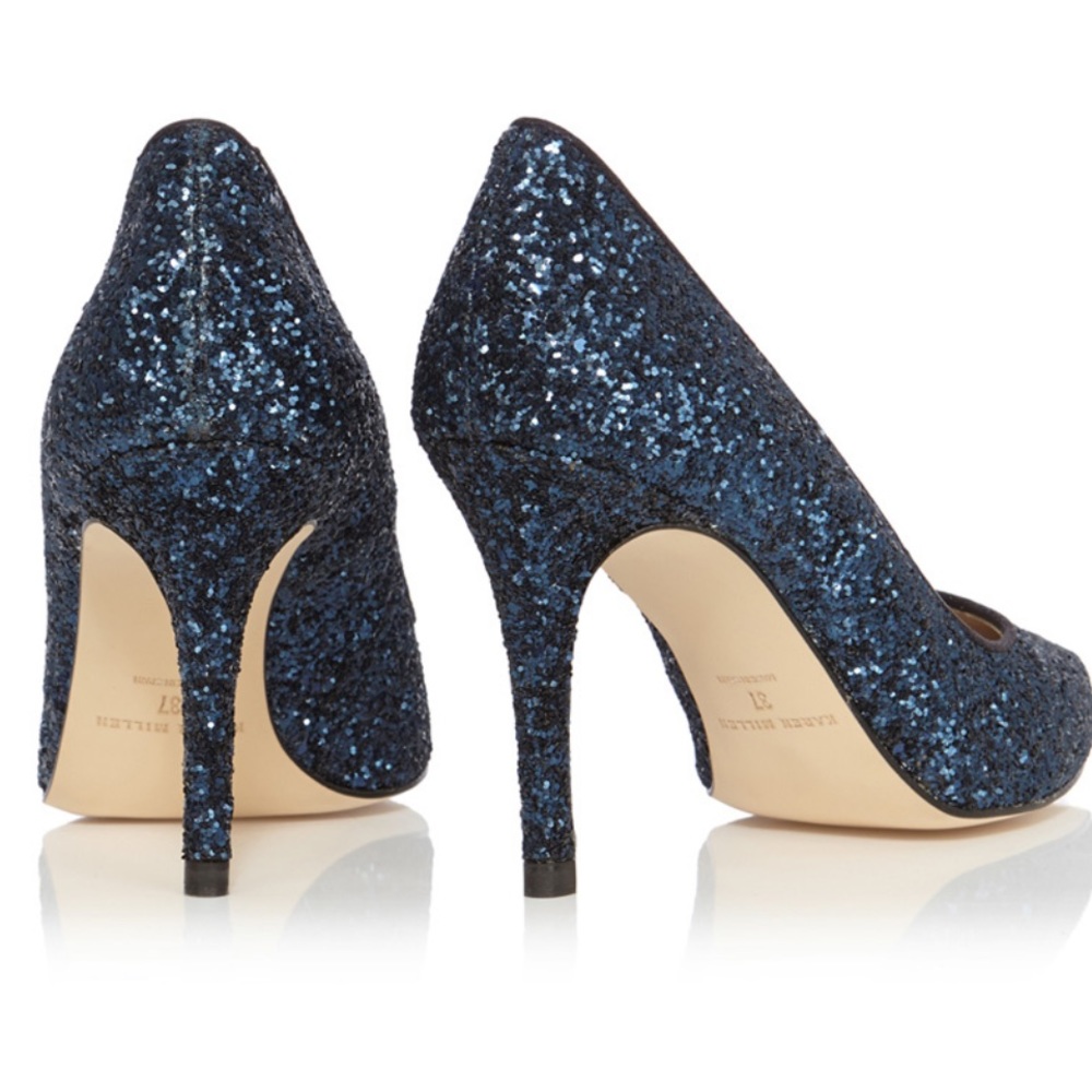 Karen Millen Cotton Glitter Court shoe size 39/8.5 - Picture 2 of 6